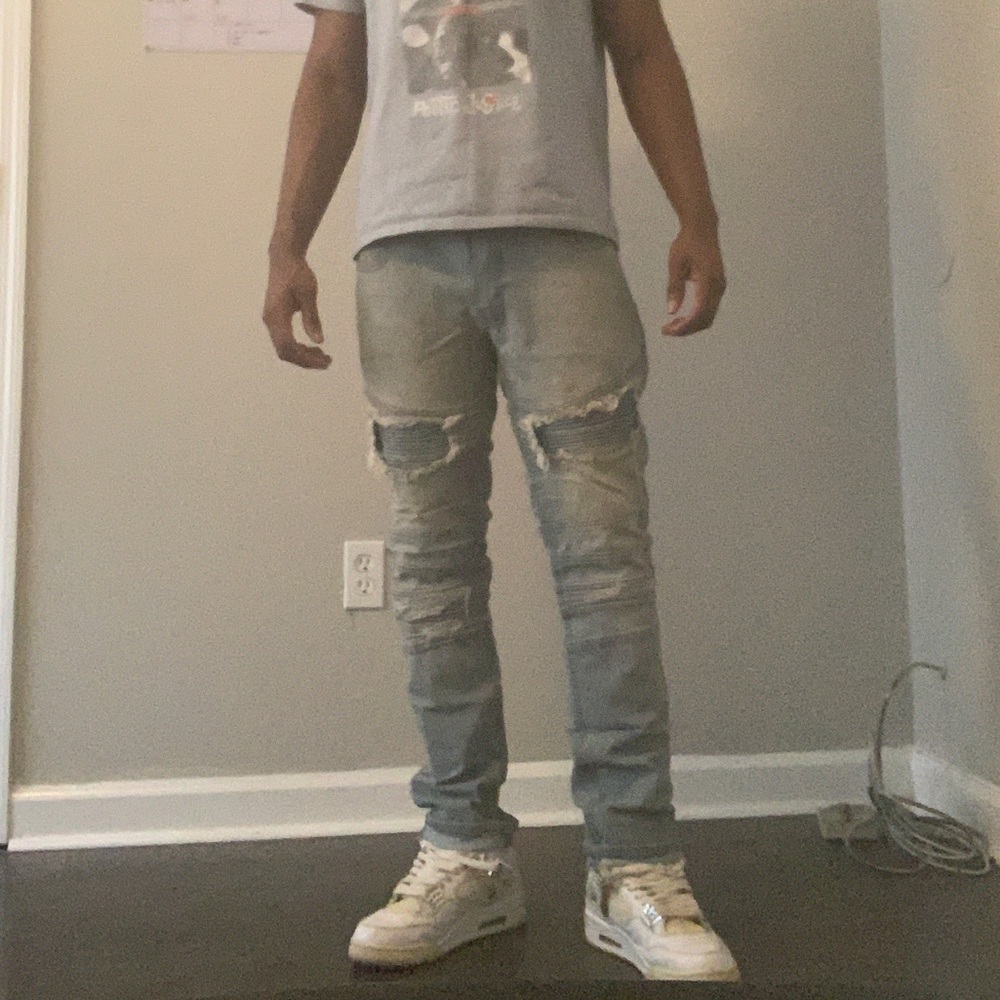 Ripped blue jeans